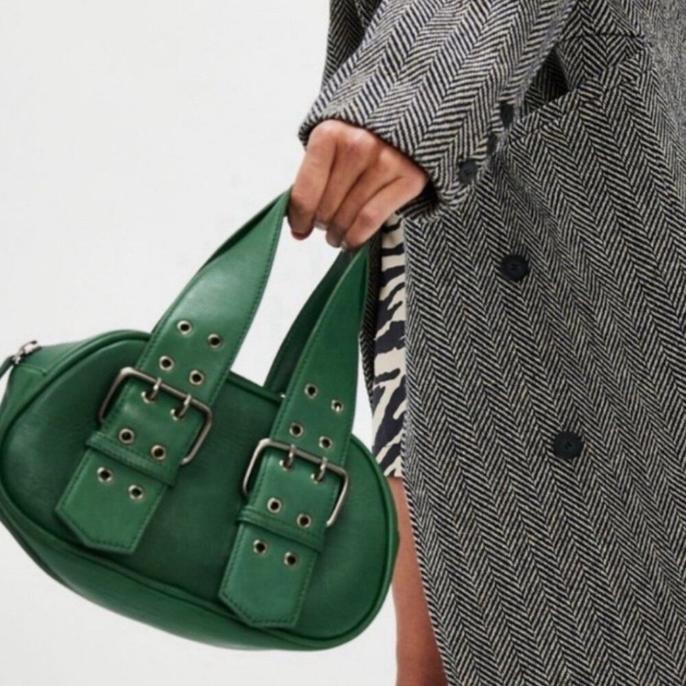 new FREE PEOPLE sheep leather say yes western buckle bag